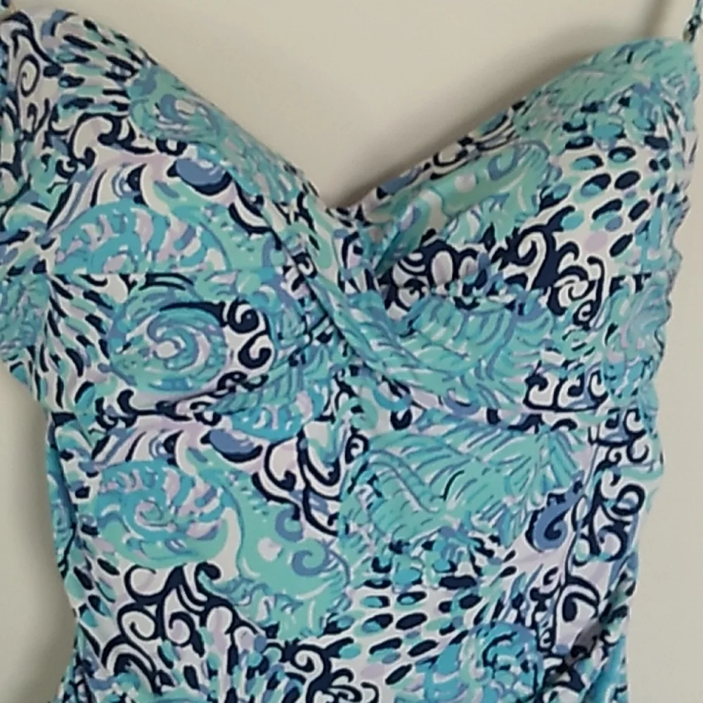Lilly Pulitzer Aqua Blue & Navy One-Piece Swimsuit - Picture 2 of 5